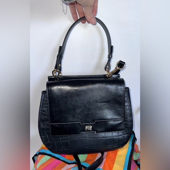 H by Halston Croc-Embossed 2-Way Leather Bag - Picture 2 of 14